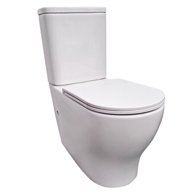 Newtech Accessible Toilet Suite with Standard Toilet Seat and Chrome Flush Button (includes Standard S-Connector)