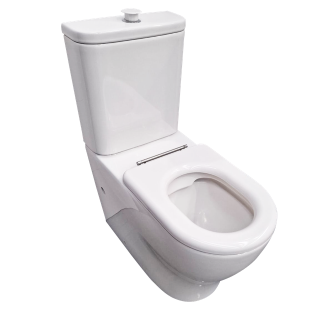 Newtech Accessible Toilet Suite with White Toilet Seat and White Flush Button (includes Standard S-Connector)
