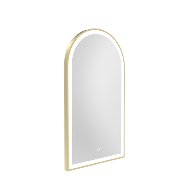 Broadway Framed Arch Brushed Brass Mirror