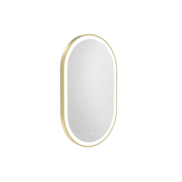 Broadway Framed Pill Brushed Brass Mirror