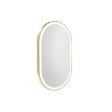 Broadway Framed Pill Brushed Brass Mirror