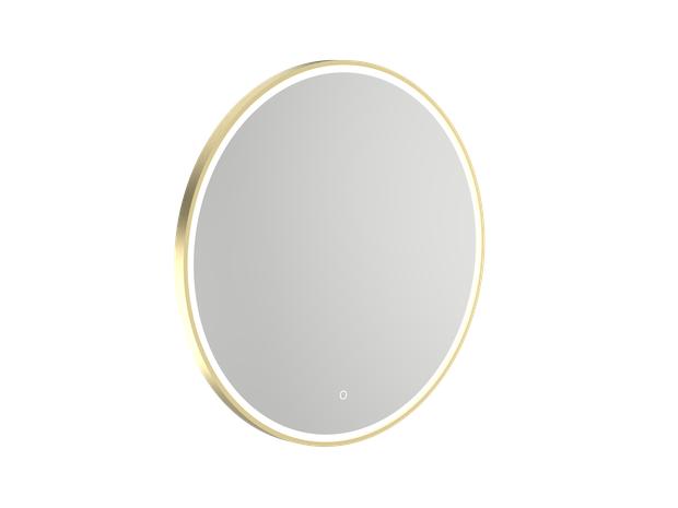 Broadway Framed 800 Round Brushed Brass Mirror