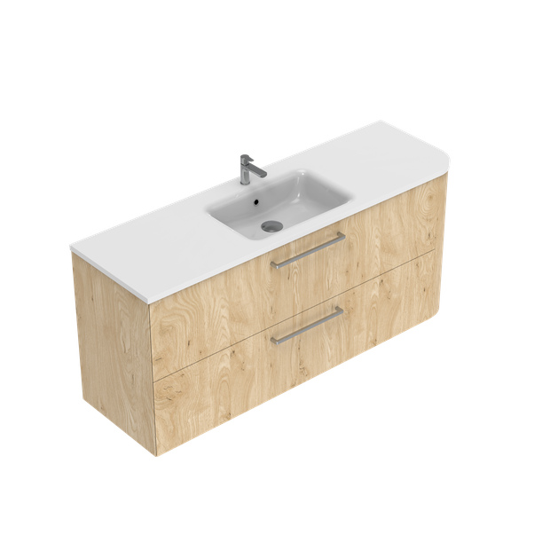 Angolo Left Corner with Right Hand Curve Double Tier Wall Hung Vanity