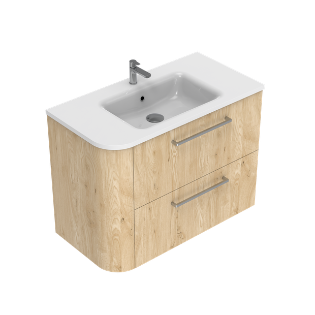 Angolo Right Corner with Left Hand Curve Double Tier Wall Hung Vanity