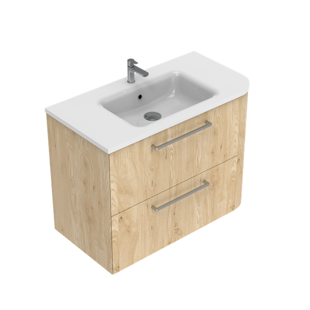 Angolo Left Corner with Right Hand Curve Double Tier Wall Hung Vanity