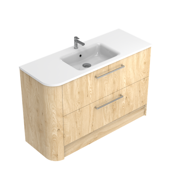 Angolo Right Corner with Left Hand Curve Floor Standing Vanity