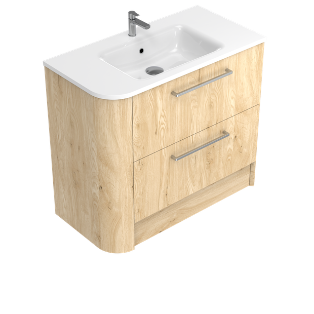 Angolo Right Corner with Left Hand Curve Floor Standing Vanity