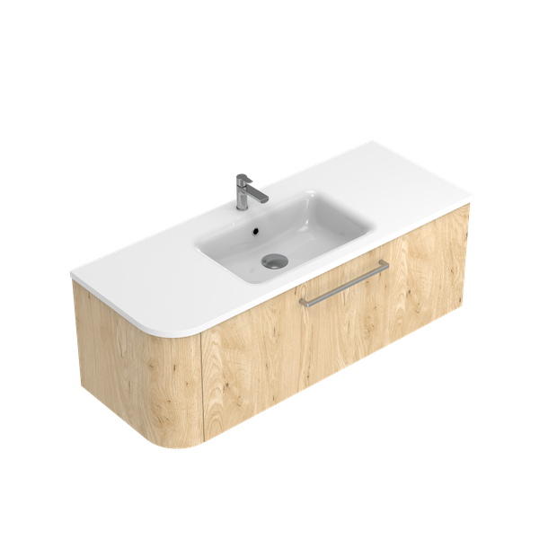 Angolo Right Corner with Left Hand Curve Single Tier Wall Hung Vanity