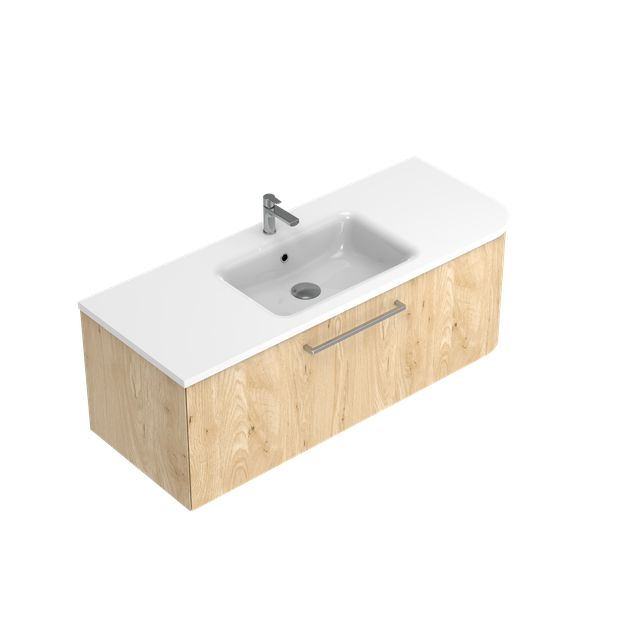 Angolo Left Corner with Right Hand Curve Single Tier Wall Hung Vanity