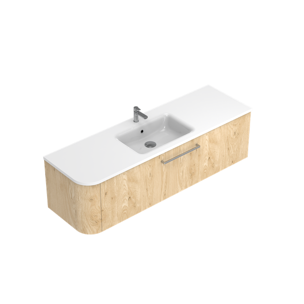 Angolo Right Corner with Left Hand Curve Single Tier Wall Hung Vanity