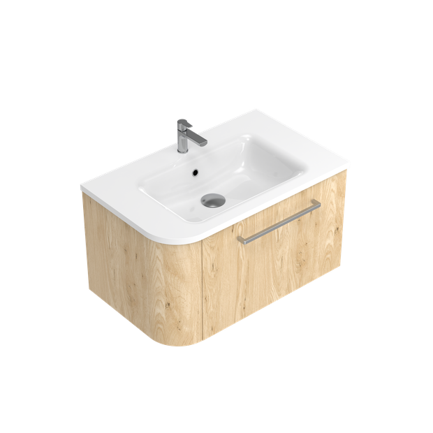 Angolo Right Corner with Left Hand Curve Single Tier Wall Hung Vanity