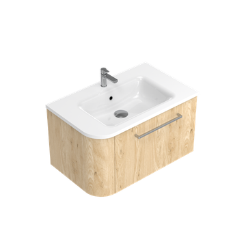 Angolo Right Corner with Left Hand Curve Single Tier Wall Hung Vanity