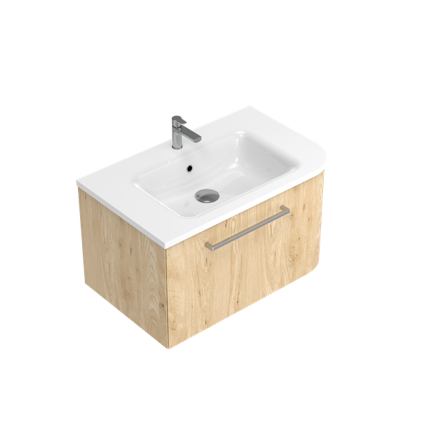 Angolo Left Corner with Right Hand Curve Single Tier Wall Hung Vanity