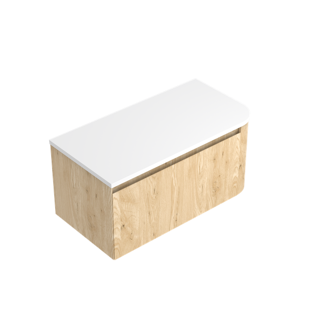 Angolo Luxe Left Corner with Right Hand Curve Single Tier Vanity