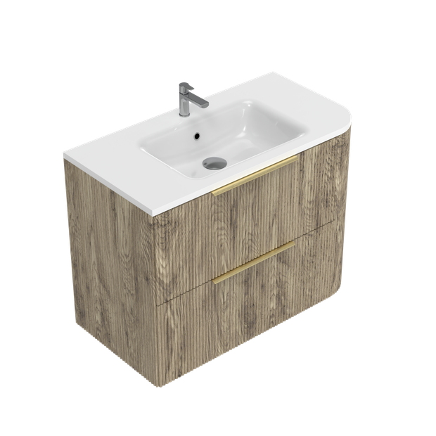 Norah Left Corner with Right Hand Curve Double Tier Wall Hung Vanity