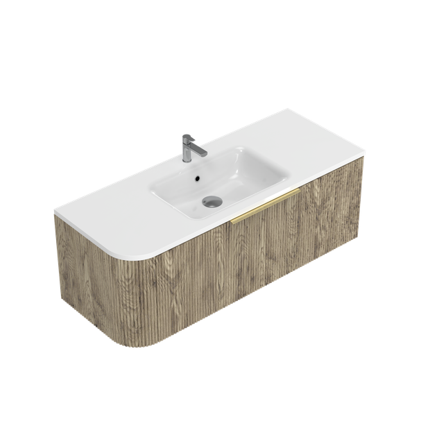 Norah Left Corner with Right Hand Curve Single Tier Wall Hung Vanity