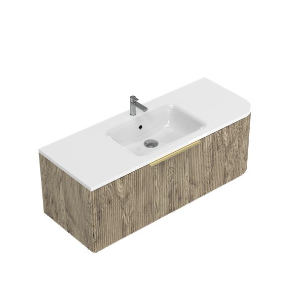 Norah Left Corner with Right Hand Curve Single Tier Wall Hung Vanity