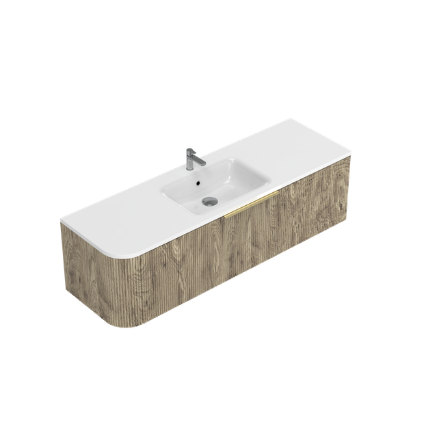 Norah Left Corner with Right Hand Curve Single Tier Wall Hung Vanity