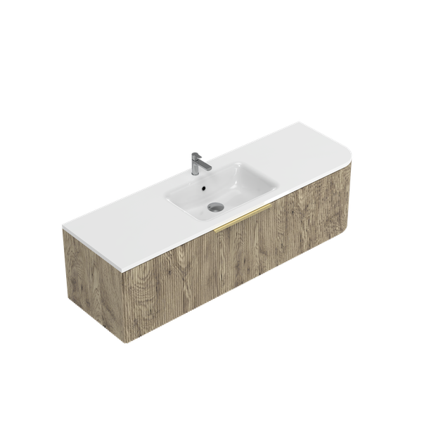 Norah Left Corner with Right Hand Curve Single Tier Wall Hung Vanity