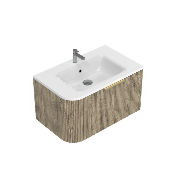 Norah Left Corner with Right Hand Curve Single Tier Wall Hung Vanity