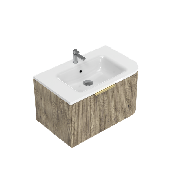 Norah Left Corner with Right Hand Curve Single Tier Wall Hung Vanity