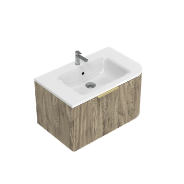 Norah Left Corner with Right Hand Curve Single Tier Wall Hung Vanity