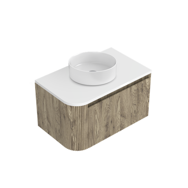 Norah Luxe Right Corner with Left Hand Curve Single Tier Wall Hung Vanity