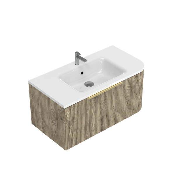 Norah Left Corner with Right Hand Curve Single Tier Wall Hung Vanity