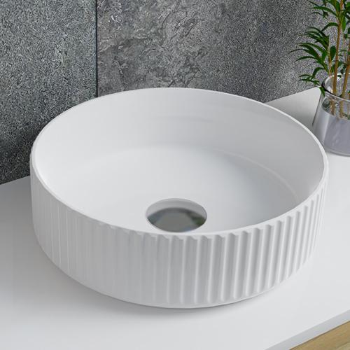 Coral Fluted Round Vessel Basin